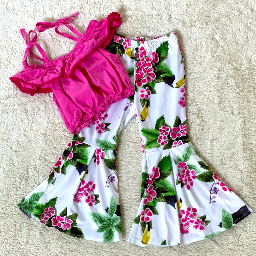Toddler Tropical Floral Crop Top Outfit